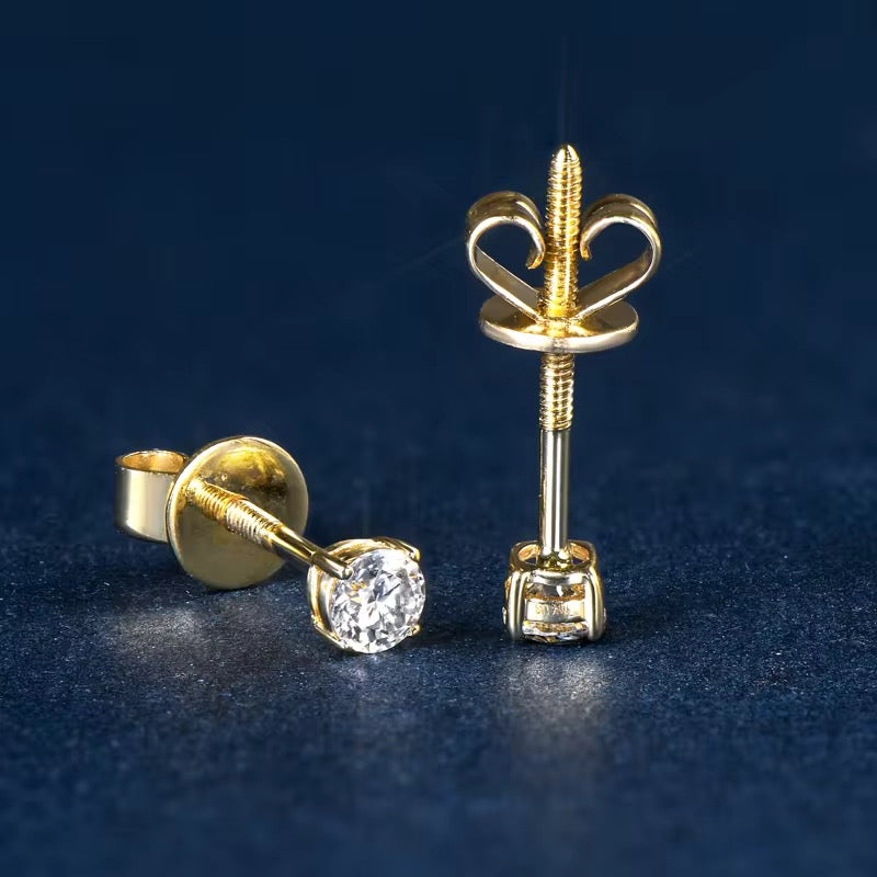 3mm 10K Solid Gold Moissanite Studs