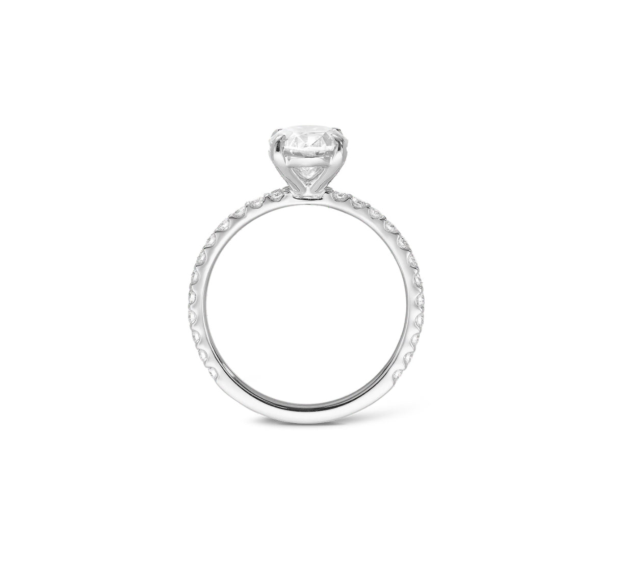 2 Carats Oval - 14K White Gold Solitaire Engagement Ring