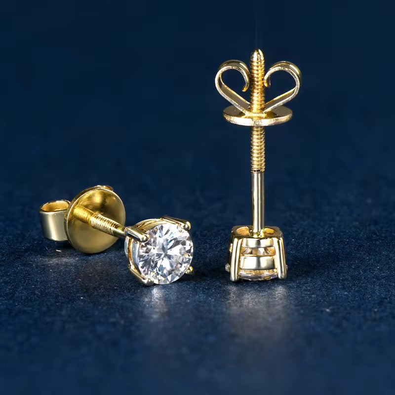 4mm 10K Solid Gold Moissanite Studs