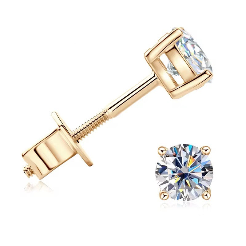6.5mm 10K Solid Gold Moissanite Studs