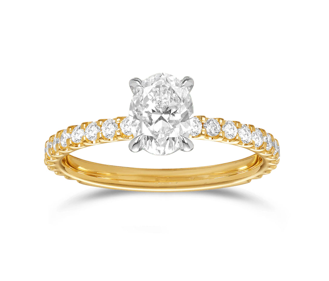 2 Carats Oval - 14K Yellow Gold Solitaire Engagement Ring