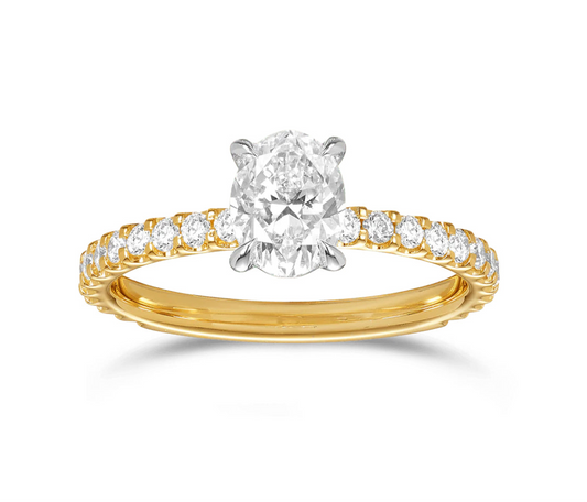 2 Carats Oval - 14K Yellow Gold Solitaire Engagement Ring
