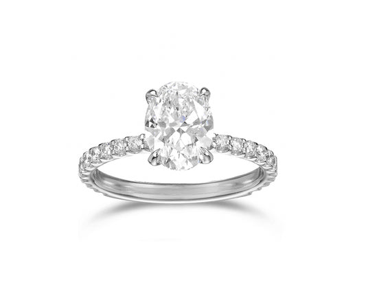 1.5 Carat Oval - 14K White Gold Solitaire Engagement Ring