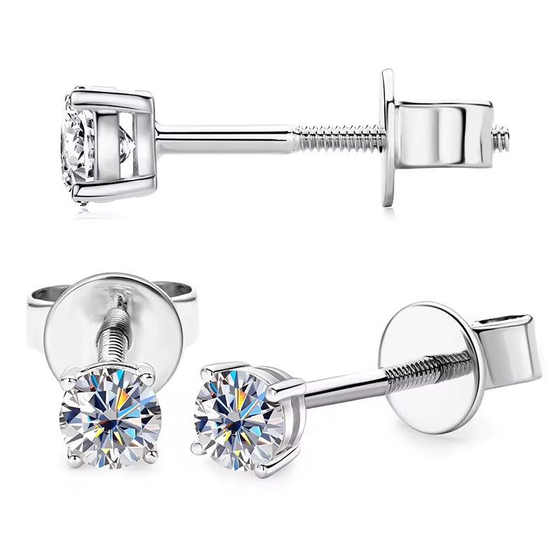 3mm 10K Solid Gold Moissanite Studs