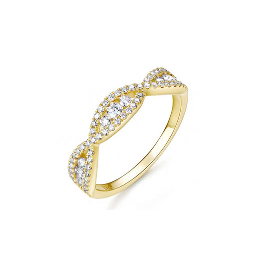 0.61 Carats - 10K Yellow Gold Curved Wedding Ring