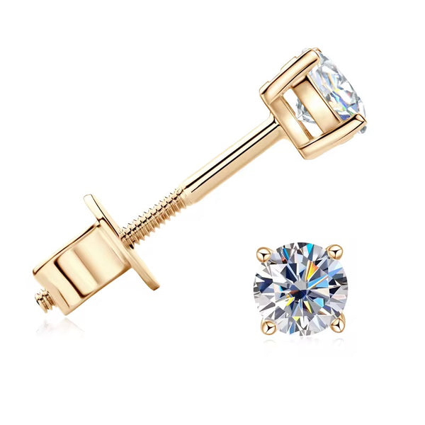 3mm 10K Solid Gold Moissanite Studs