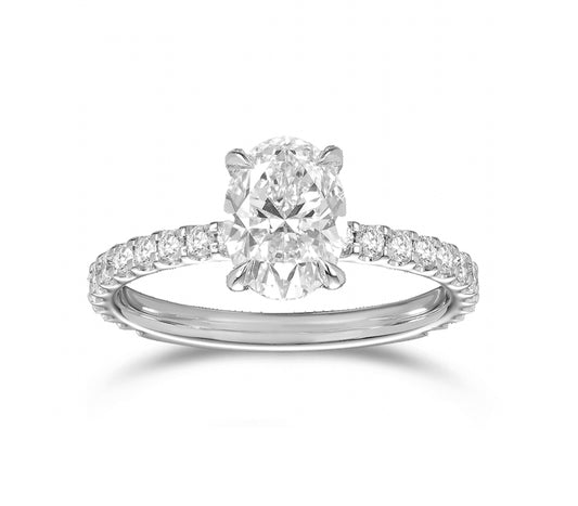 2 Carats Oval - 14K White Gold Solitaire Engagement Ring